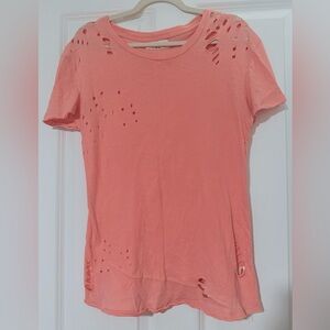 Light Pink Distressed Short Sleeve Tee